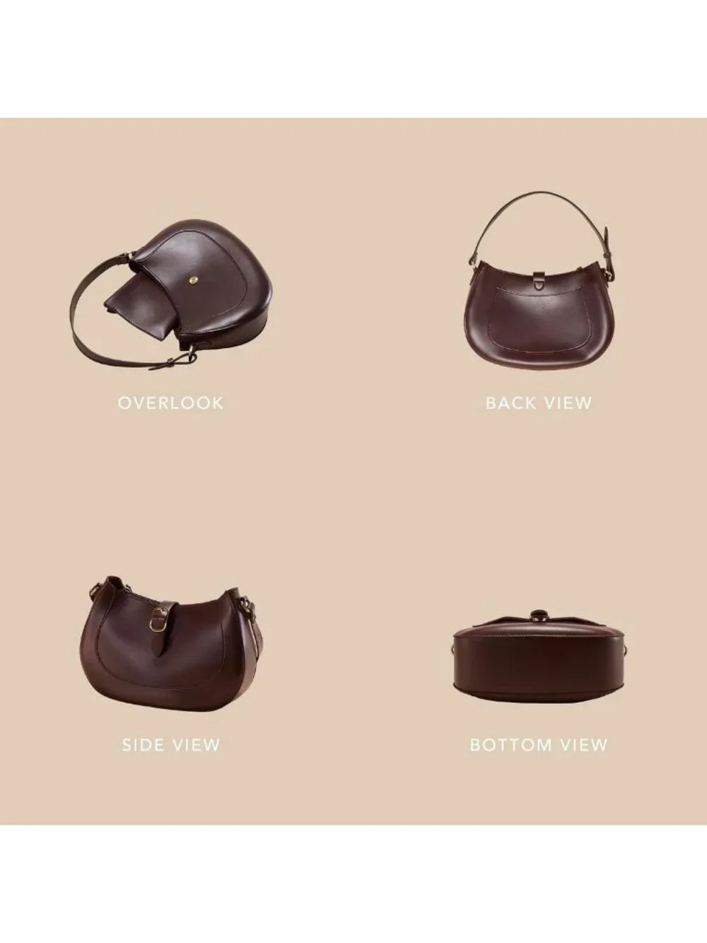 Chic Vintage Vegan Leather Crescent Hobo Bag - Stylish Lunar Shoulder Satchel